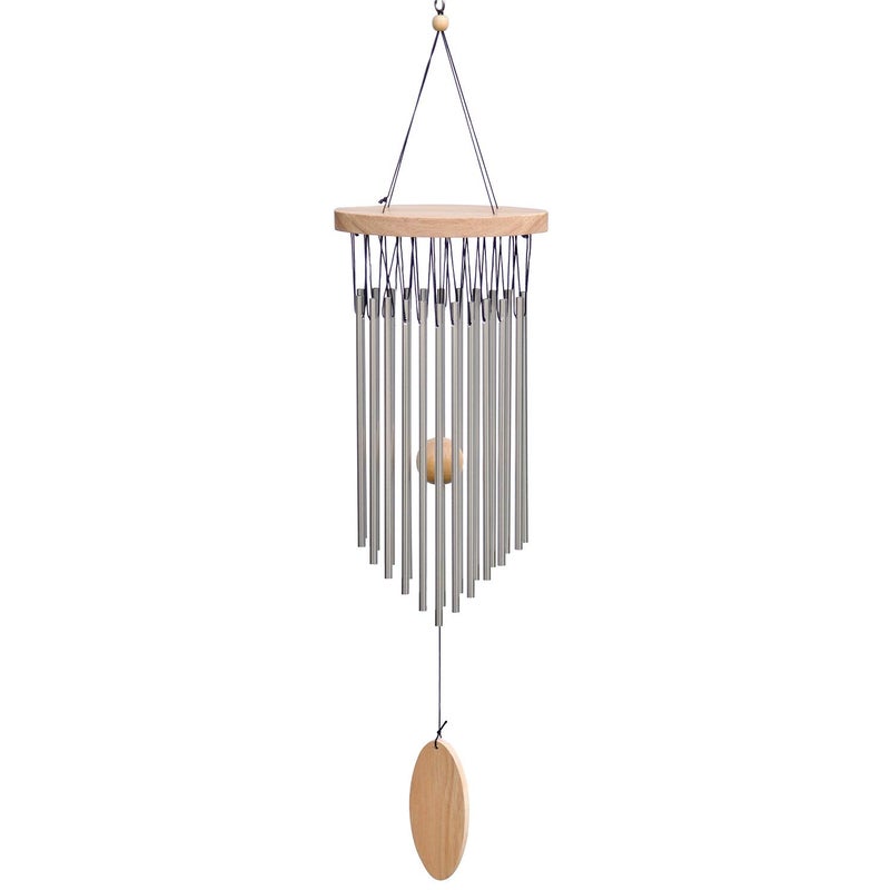 SuninYo Wind Chimes Outdoor,22 Tubes Wind Chimes with S Hook,a Quality Gift for Garden, Patio, Balcony and Indoor Decor, Silver - Image 1
